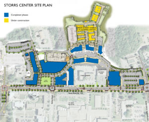 Site plan, showing the distinct neighborhoods within Storrs Center.
